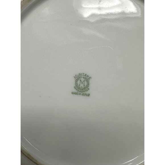 NORITAKE MORIMURA TWO HANDLED SERVING BOWL Floral Art Deco Blue Luster Ware - Picture 10 of 15